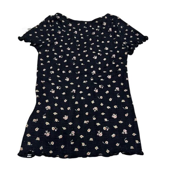 NWT Billabong Women's XS Floral V-Neck Short Sleeve Waffle Knit Top Multicolor - Picture 2 of 10
